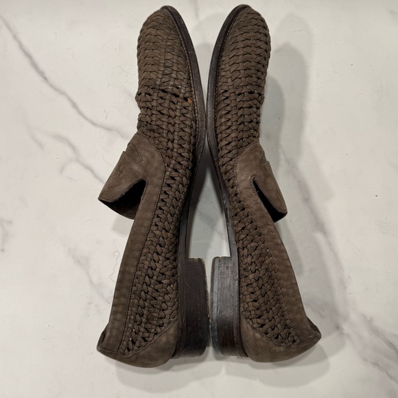 A. Testoni Brown Leather Woven Slip On Loafers Men\'s Size 9.5 US 38 EUR Casual main image 2